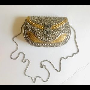 Brass handmade Napoleon clutch age with chain band